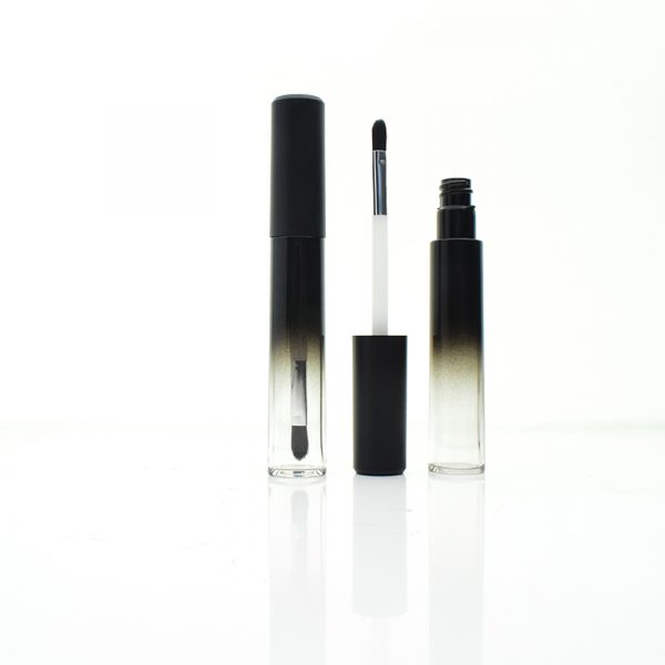 Black gradient circular lip gloss bottle  metal brush rod  lip gloss tube