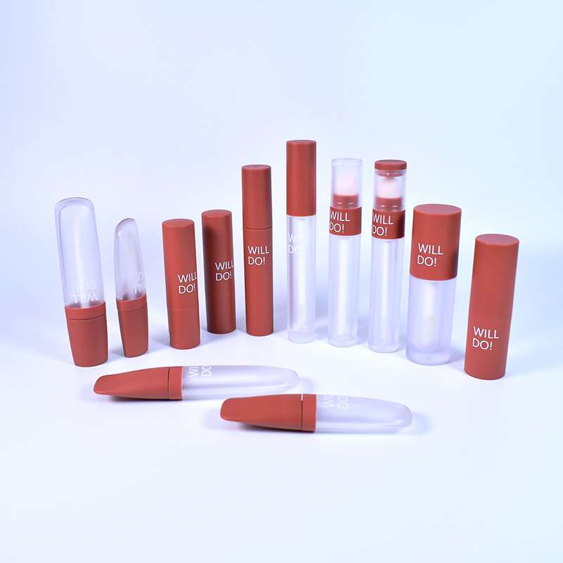 Custom lipstick and lip gloss packaging in rose red